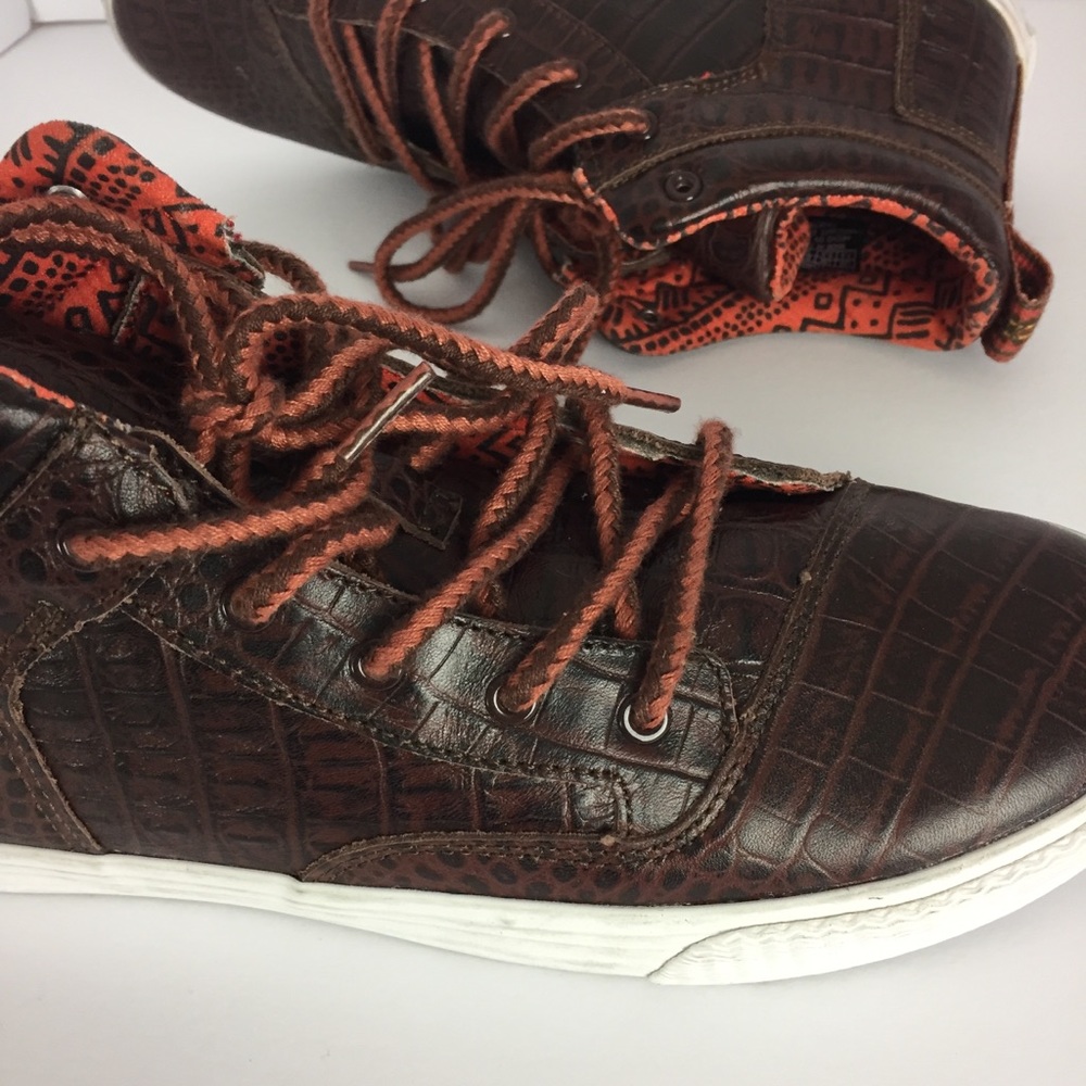 Toms Camila brown high top croc embossed s…